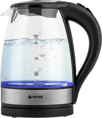 Чайник электрический Vitek VT-7008, 1.7л, стекло/пластик