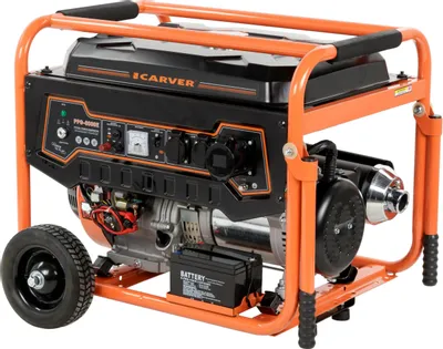 Бензиновый генератор CARVER PPG- 8000E, 220/12 В, 6.5кВт, на колёсах с АКБ [01.020.00006]