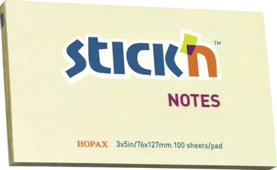 Блок самоклеящийся бумажный STICK`N 21009, 76x127, 100 л, пастель, желтый