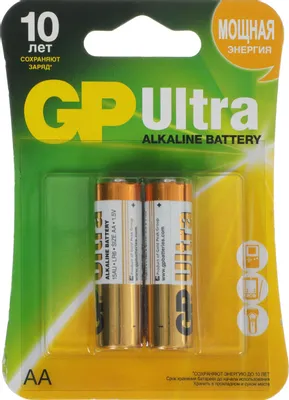 AA Батарейка GP Ultra Alkaline 15AU LR6,  2 шт.