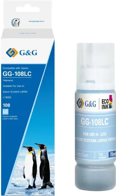 Чернила G&G GG-108LC C13T09C54A, для Epson, 70мл, светло-голубой