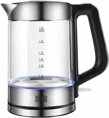 Чайник электрический GOODHELPER KG-18B15, 1.8л, стекло/металл/пластик