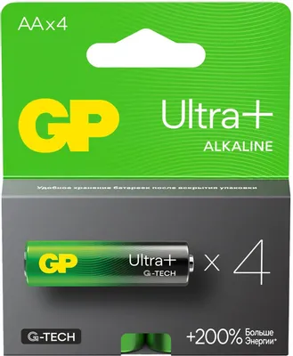 AA Батарейка GP Ultra Plus Alkaline 15AUPA21-2CRSB4,  4 шт.