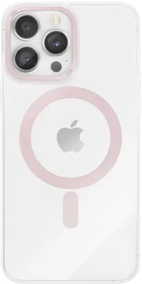 Чехол (клип-кейс) VLP Line Case, для Apple iPhone 14 Pro, противоударный, розовый/прозрачный [1053034]