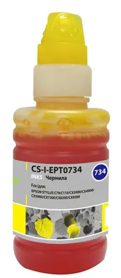 Чернила Cactus CS-I-EPT0734, для Epson, 100мл, желтый