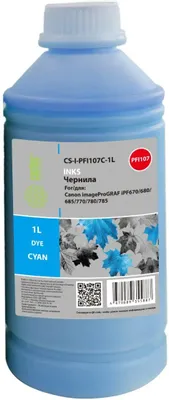 Чернила Cactus CS-I-PFI107C-1L PFI-107, для Canon, 1000мл, голубой