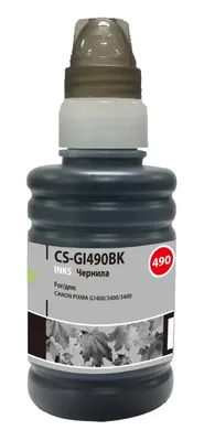 Чернила Cactus CS-GI490BK GI-490, для Canon, 100мл, черный пигментный