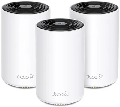 Бесшовный Mesh роутер TP-LINK Deco XE75,  Wi-Fi 6E,  AXE5400,  2.4/5/6ГГц, 3 WAN/LAN, белый, 3 шт. в комплекте [deco xe75(3-pack)]