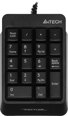 Числовой блок A4TECH Fstyler FK13P, проводная, USB, мембранная, черный [fk13p black]