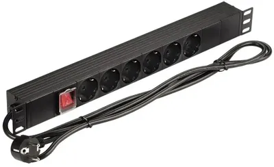 Блок распределения питания LanMaster NM-PD16A-6XSH+S-2.0,  горизонт.размещ.,  SchukoХ6,  Тип вход. тока 16A,  2м