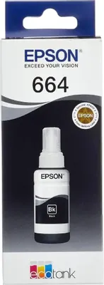 Чернила Epson 664 C13T664198 (аналог C13T66414A), для Epson, 70мл, черный