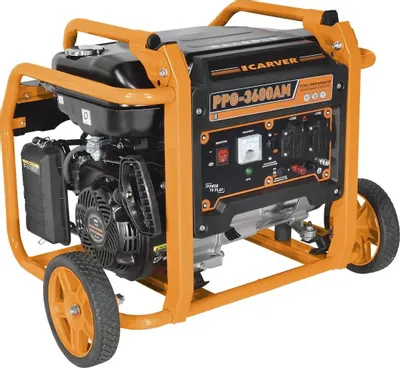 Бензиновый генератор CARVER PPG- 3600AM, 220/12 В, 2.8кВт, на колёсах [01.020.00026]