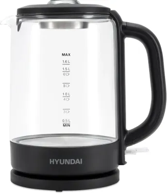 Чайник электрический Hyundai HYK-G3402, 1.7л, стекло/пластик