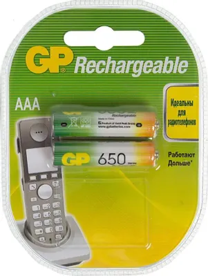 AAA Аккумуляторная батарейка GP 65AAAHC,  2 шт. 650мAч