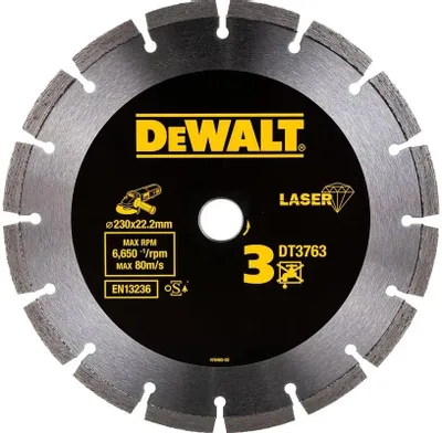 Алмазный диск DeWALT DT3763,  по граниту,  230мм,  2.8мм, 22.2мм [00000015140]