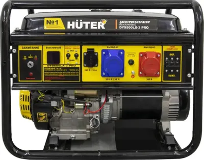 Бензиновый генератор Huter DY9500LX-3 PRO, 380/220 В, 8кВт [64/1/77]