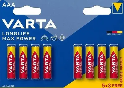 AAA Батарейка VARTA LongLife Max Power Alkaline LR03 BL5+3,  8 шт.