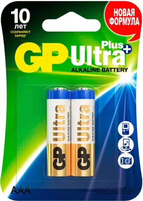 AAA Батарейка GP Ultra Plus Alkaline 24AUP LR03,  2 шт.