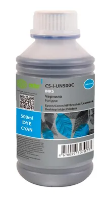 Чернила Cactus CS-I-Un500C, для Epson, для HP, для Canon, для Xerox, 500мл, голубой