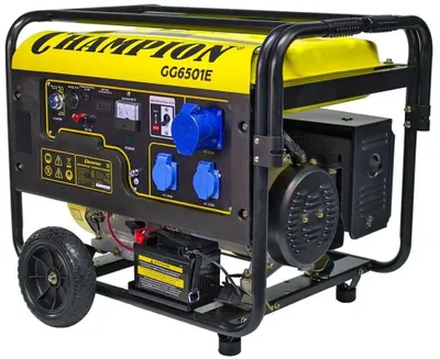Бензиновый генератор CHAMPION GG6501E + ATS, 220/12 В, 5.5кВт, с автозапуском, на колёсах с АКБ