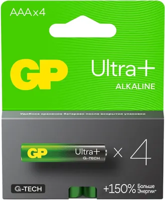 AAA Батарейка GP Ultra Plus Alkaline 24AUPA21-2CRSB4,  4 шт.
