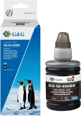 Чернила G&G GG-GI-490BK GI-490, для Canon, 140мл, черный пигментный