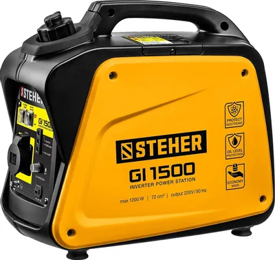 Бензиновый генератор STEHER GI-1500, 220/12 В, 1.2кВт