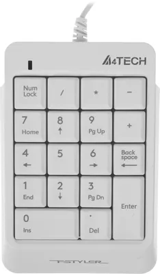 Числовой блок A4TECH Fstyler FK13P, проводная, USB, мембранная, белый [fk13p white]