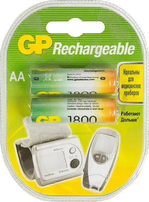 AA Аккумуляторная батарейка GP 180AAHC,  2 шт. 1800мAч