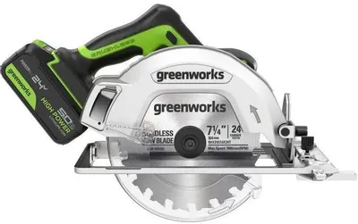 Циркулярная пила GREENWORKS GD24CS, 185мм, аккумуляторная, 24В, с 1 АКБ, с ЗУ [1500907cug]