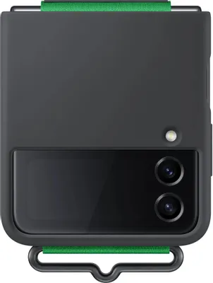 Чехол (клип-кейс) Samsung Silicone Cover with Strap Z Flip4, для Samsung Galaxy Z Flip4, противоударный, черный [ef-gf721tbegru]