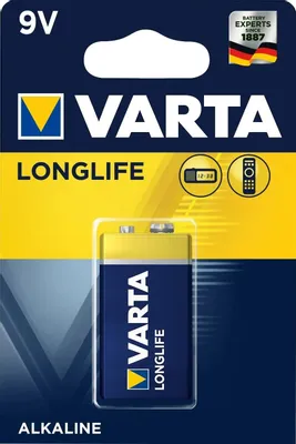 9V Батарейка VARTA Longlife 6LR61,  1 шт.