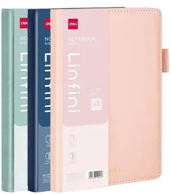 Блокнот Deli Linfini,  A5,  144л, в линейку,  твердая обложка,  ассорти [en157l]