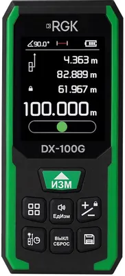 Лазерный дальномер RGK DX-100G, 2 класс лазера, 500нм, луч зеленый