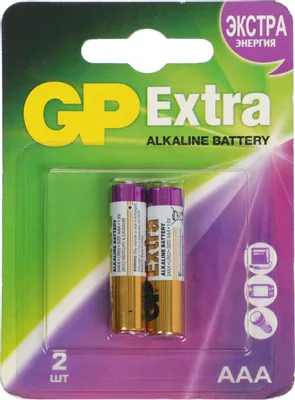 AAA Батарейка GP Extra Alkaline 24AX LR03,  2 шт.