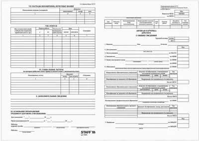 Бланк бухгалтерский STAFF Т-2, 50 шт,  A4 [130201]