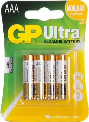 AAA Батарейка GP Ultra Alkaline 24AU LR03,  4 шт.