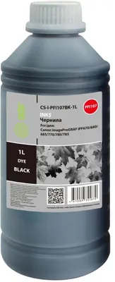Чернила Cactus CS-I-PFI107BK-1L PFI-107, для Canon, 1000мл, черный
