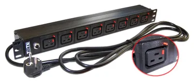 Блок распределения питания LanMaster TWT-PDU-16A8C9L-3.0,  вертикал.размещ.,  C19Х8,  Тип вход. тока 16A,  3м