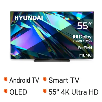 55" Телевизор Hyundai H-LED55OBU7700 OLED, 4K Ultra HD, СМАРТ ТВ, Android TV, черный