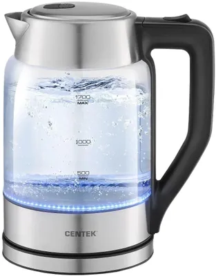Чайник электрический CENTEK CT-0033, 1.7л, стекло/металл/пластик