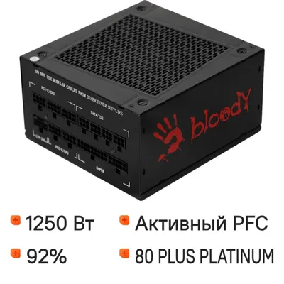 Блок питания BLOODY BD-PS1250P,  1250Вт,  80 PLUS PLATINUM,  140мм, черный, retail [bd-ps1250p-m]