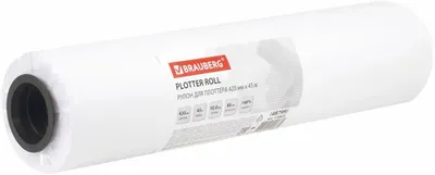Бумага BRAUBERG Standard inkjet 110625, для плоттера, 420мм х 45м, втулка 50.8мм (2"), 80г/м2, белый