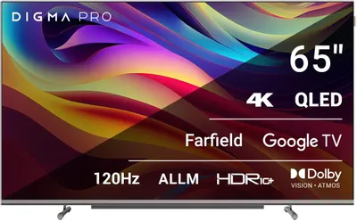 65" Телевизор DIGMA PRO QLED 65L QLED, 4K Ultra HD, СМАРТ ТВ, Google TV, черный
