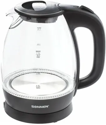 Чайник электрический SONNEN 1786, 1.7л, стекло/пластик