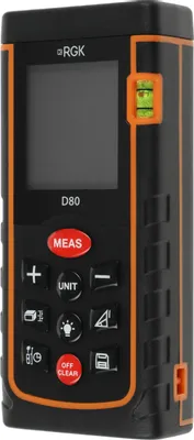 Лазерный дальномер RGK D80, 2 класс лазера, 635нм, луч красный [4610011871832]