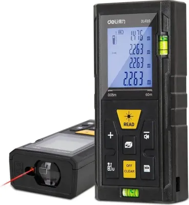 Лазерный дальномер Deli DL4169, 2 класс лазера, 670нм, луч красный