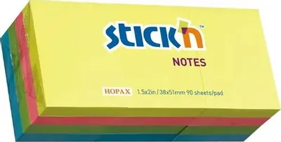 Блок самоклеящийся бумажный STICK`N 21532, 38x51, 100 л, неон, ассорти