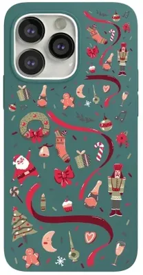 Чехол (клип-кейс) VLP Art Collection, для Apple iPhone 13, противоударный, темно-зеленый [vlp-sca21-61cedg]