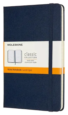 Блокнот Moleskine Classic,  208стр,  в линейку,  твердая обложка,  синий [qp050b20]
